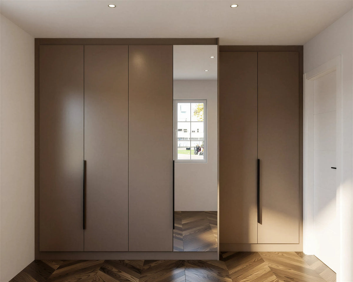 Florence hinged wardrobe in Superior Matt Stone Grey with mirror door, London