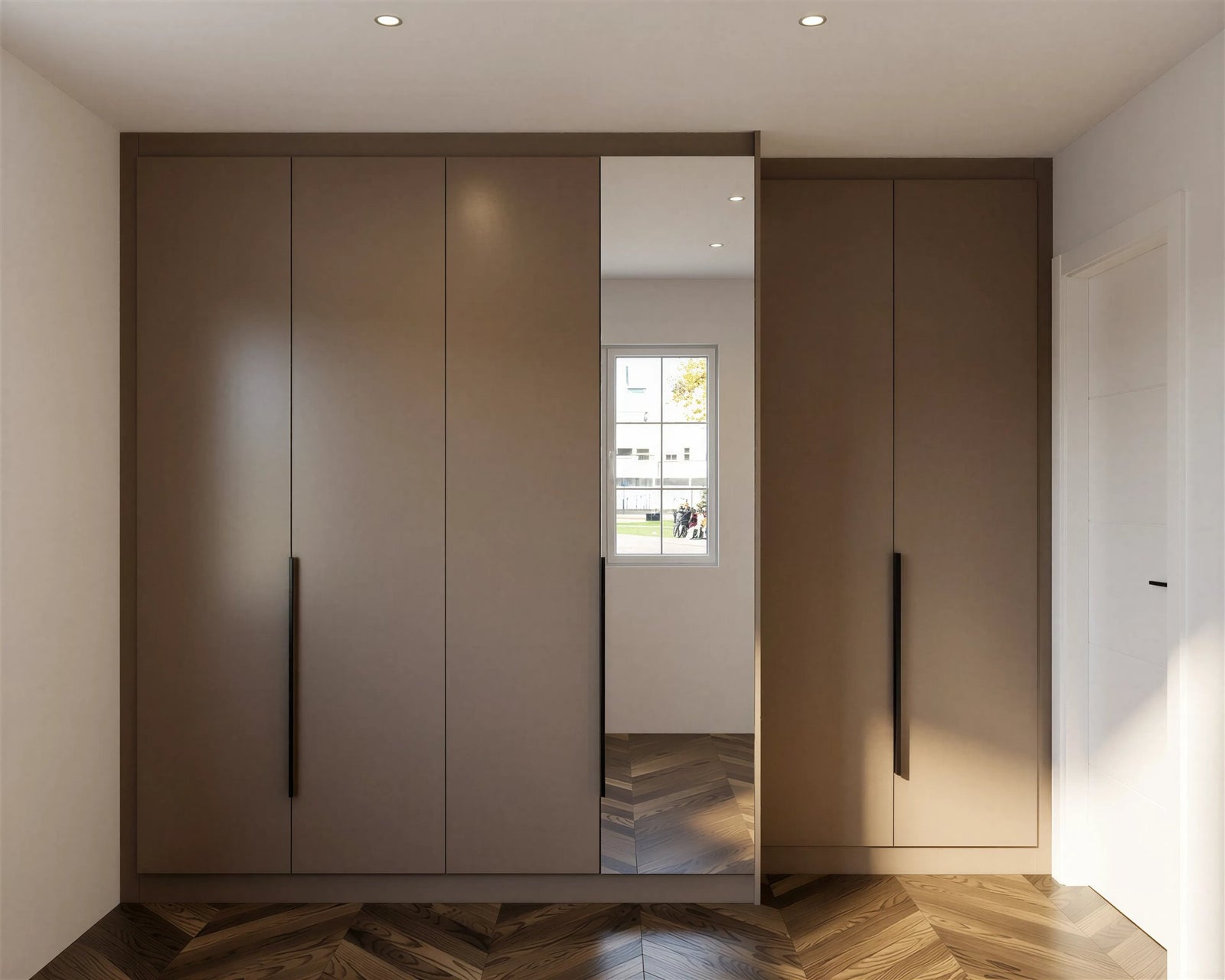 Florence hinged wardrobe in Superior Matt Stone Grey with mirror door, London