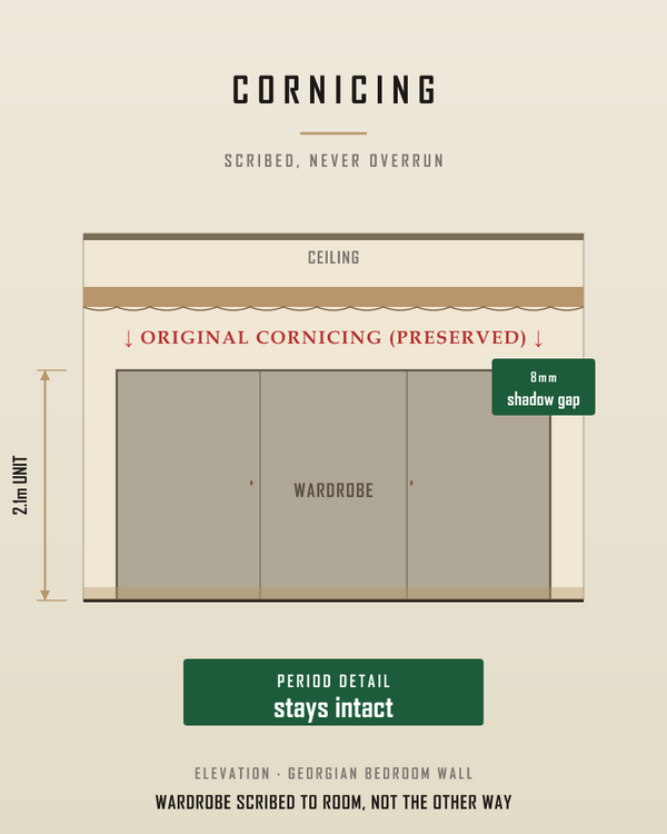 Original cornicing and panelling deserve to stay.