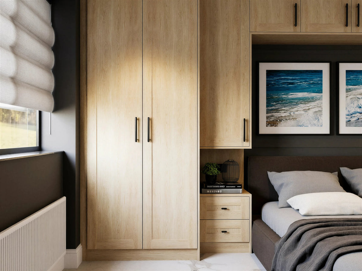 Monroe Oak solid oak fitted wardrobe — natural sanded oak