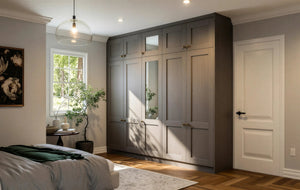 Fenwick oak wardrobe — two panel with inset mirrors