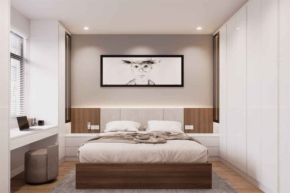 The Vilo handleless wardrobe with the Alaska door