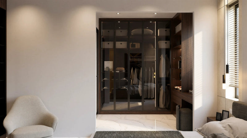 Aluminium framed glass wardrobe doors — detail