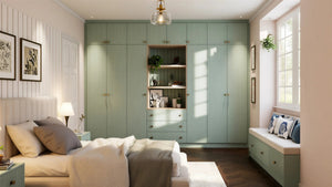 Green Fitted Wardrobe — Grooved family, Olivia door