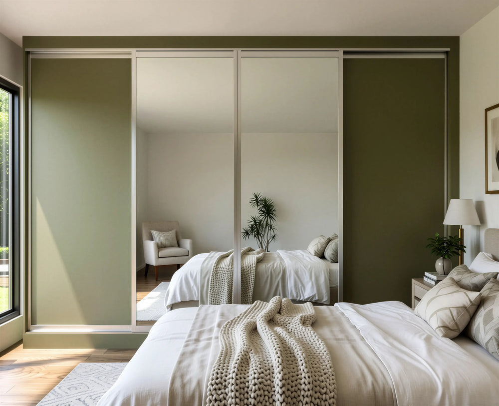 Harrogate sliding wardrobe with bespoke fitted storage and contemporary doors, made to measure for modern London homes.