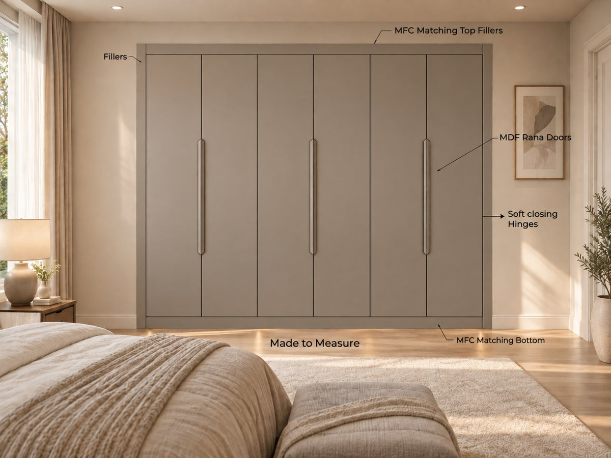 Level 5 Designer Door: 5G Vinyl doors with matching MFC top and bottom fillers, doors closed