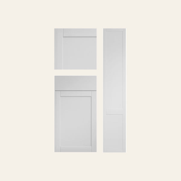 Norwich lined shaker wardrobe door on 50mm stiles with a fine bead inside the rails, shown in white wardrobe door