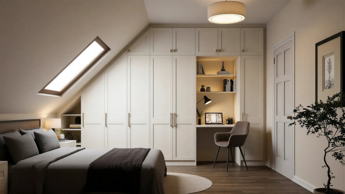 Loft Fitted Wardrobe — Lined Shaker family, Basel door