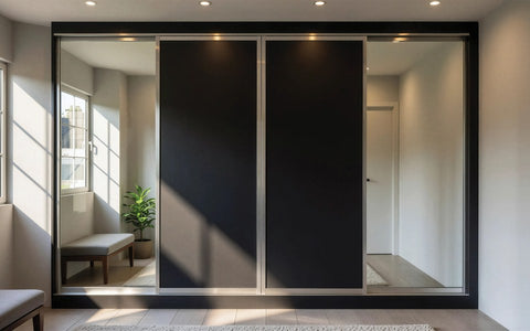 Black and mirror sliding door wardrobes, made to measure in London